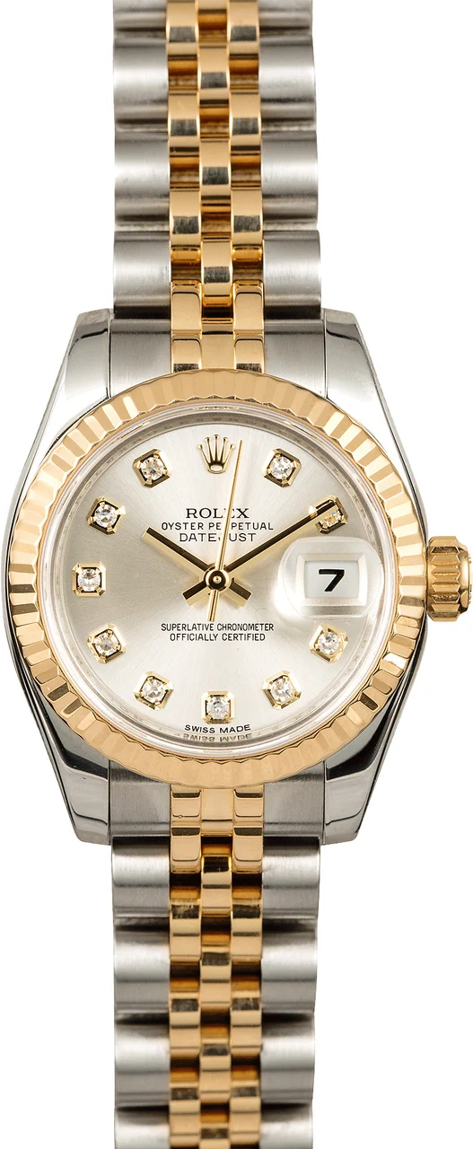 Rolex Diamond Datejust 179173 Silver Dial 179173SDJ kol saati