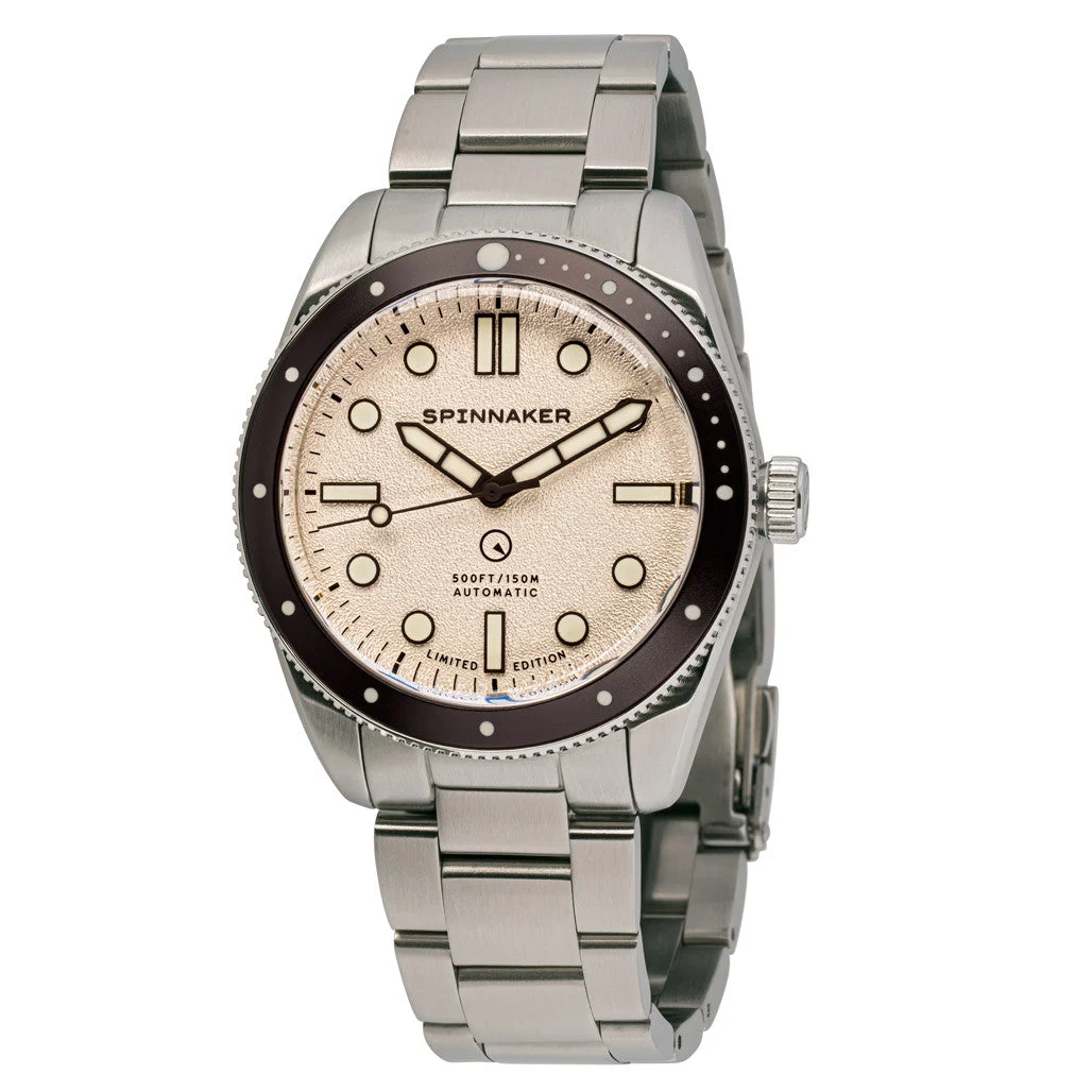 Spinnaker Islander Croft Limited Edition Hi-Beat Watch with Sand White Dial #SP-5094-LIW33 47 mm kol saati